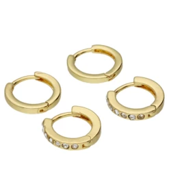 Accessories Creolenset Goldglänzend Und Verziert Mit Schmucksteinen