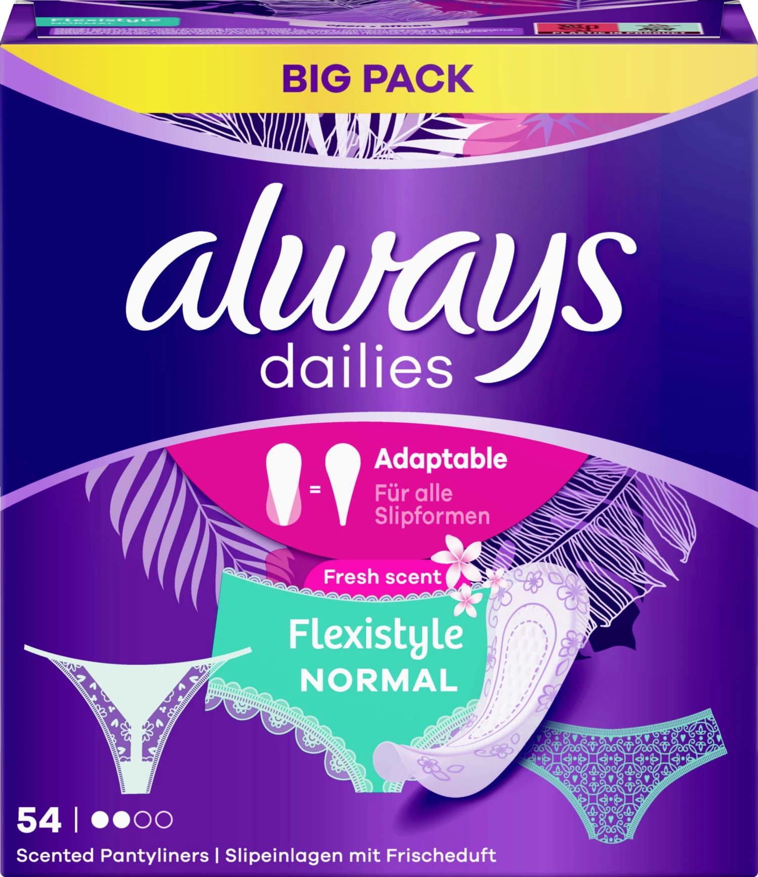 Always® Dailies Flexistyle Normal Fresh Scent Slipeinlagen Big Pack 3 Always® Dailies Flexistyle Normal Fresh Scent Slipeinlagen Big Pack