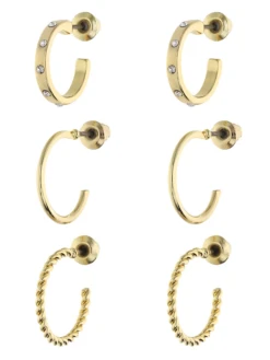 Accessories Creolen-Set Vergoldet Mit Strasssteinen